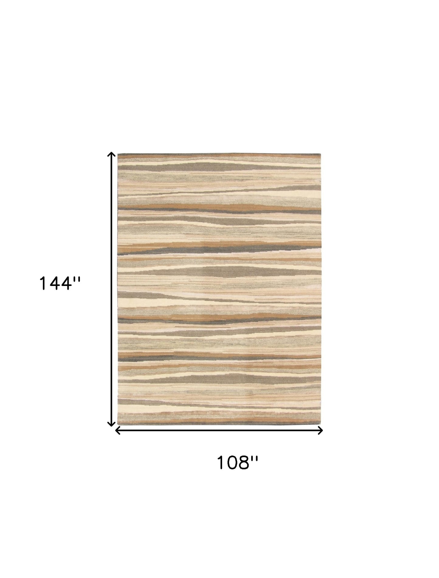 9 x 12 Beige & Brown Wool Stripe Hand Loomed Rug