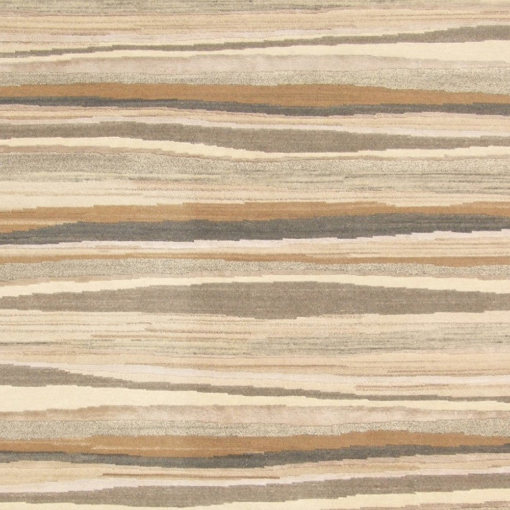 9 x 12 Beige & Brown Wool Stripe Hand Loomed Rug