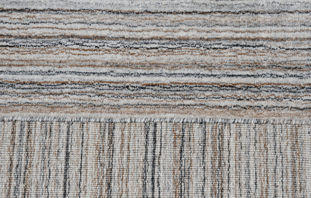 8 x 10 Gray Wool Blend Stripe Hand Loomed Rug