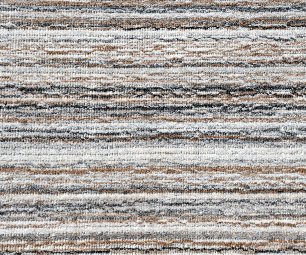8 x 10 Beige & Gray Wool Blend Lines Hand Loomed Rug