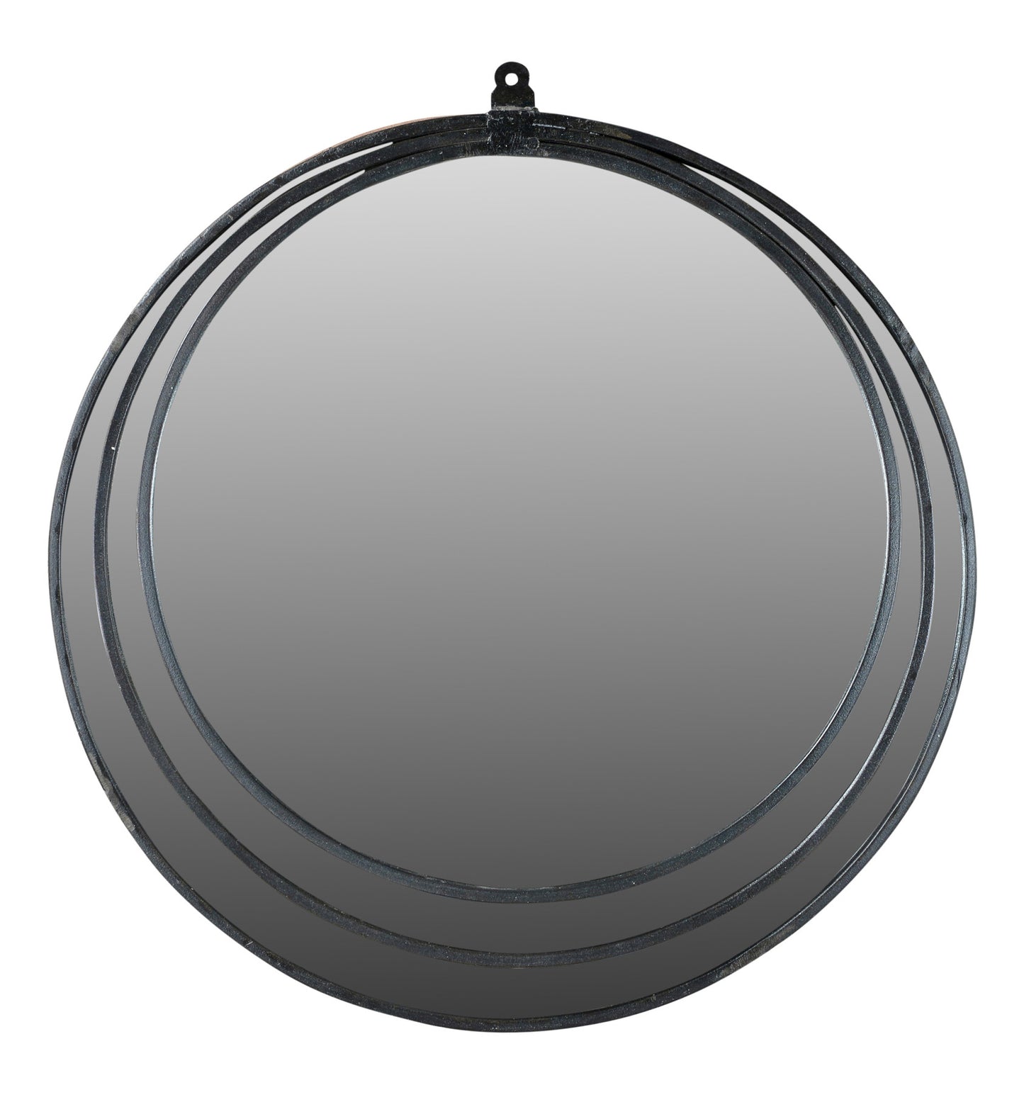 Black Round Metal Framed Accent Mirror