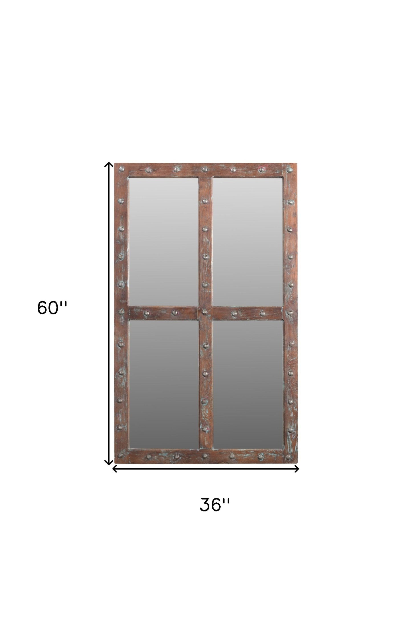 Brown Rustic Solid Wood Window Pane Accent Mirror