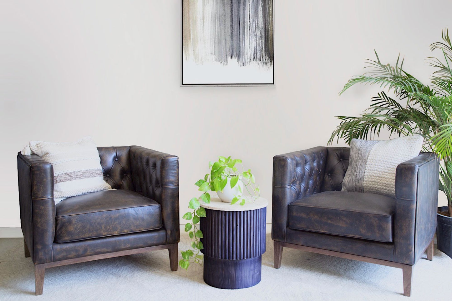 Brown/Black Antiqued Top Grain Leather Club Chair