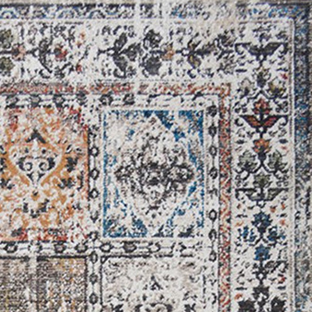 8 x 10 Ivory Oriental Distressed Rug With Fringe