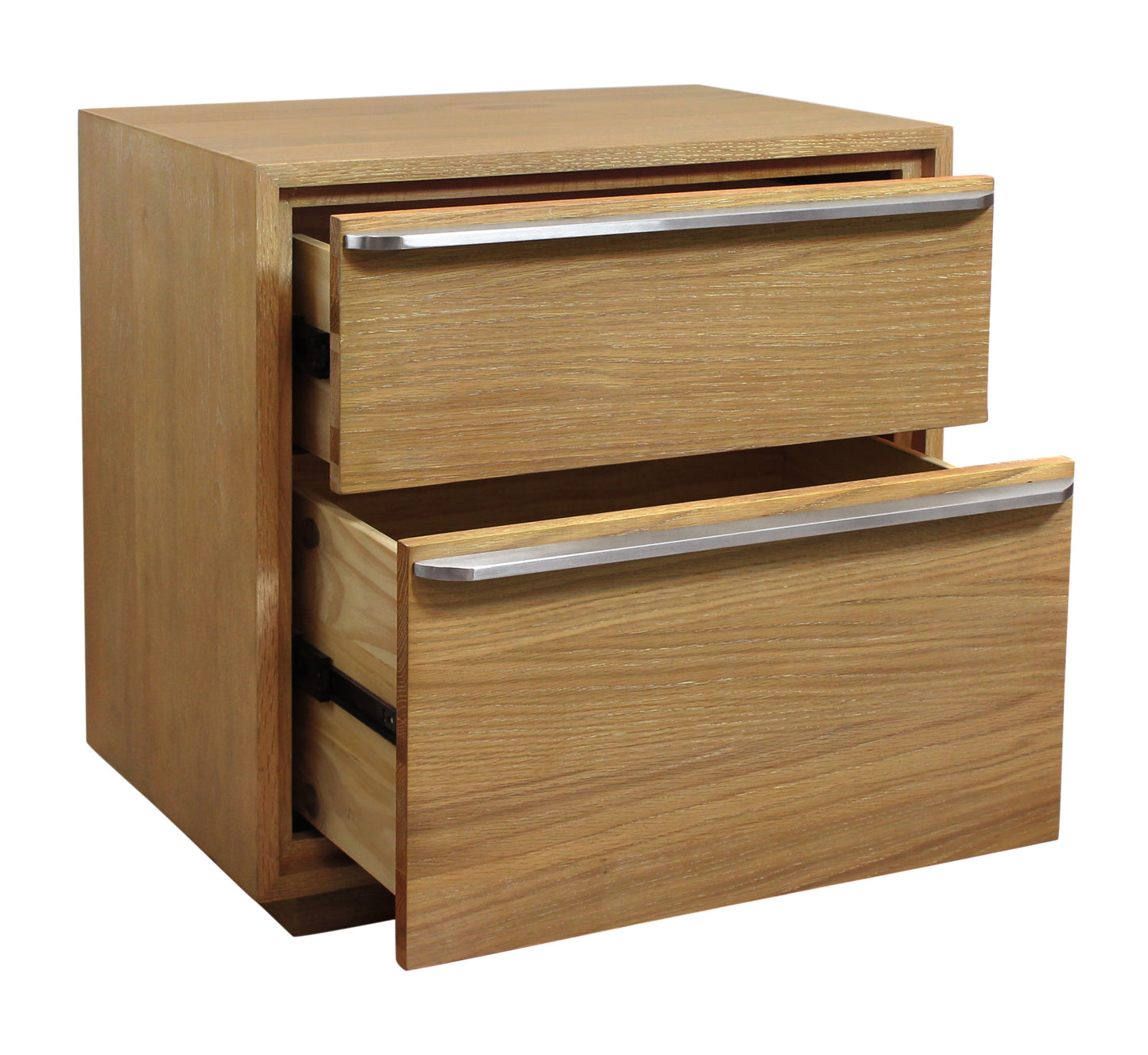 Oak 2 Drawer Wood Nightstand