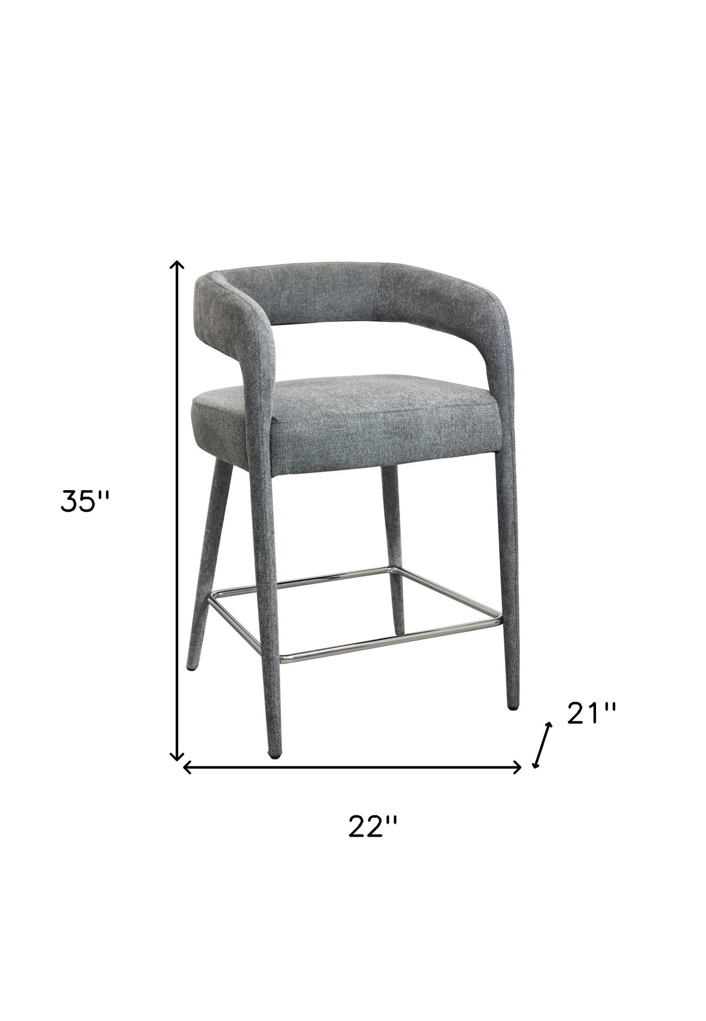 Gray Metal & Fabric Low Back Counter Height Bar Chair
