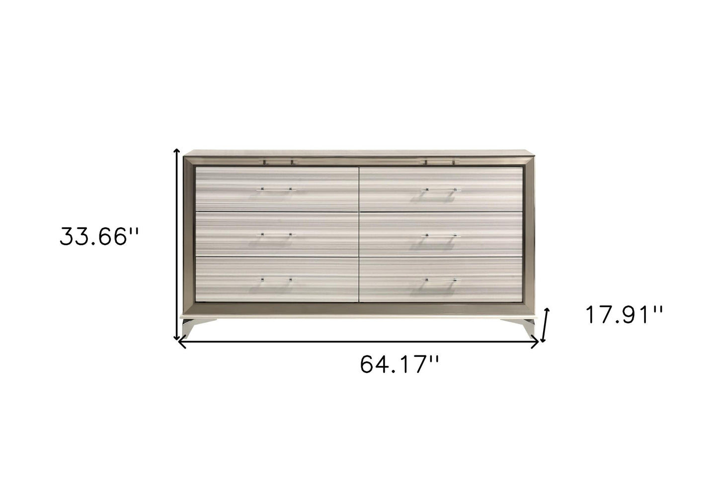 White And Silver Wood Six Drawer Double Dresser image 7