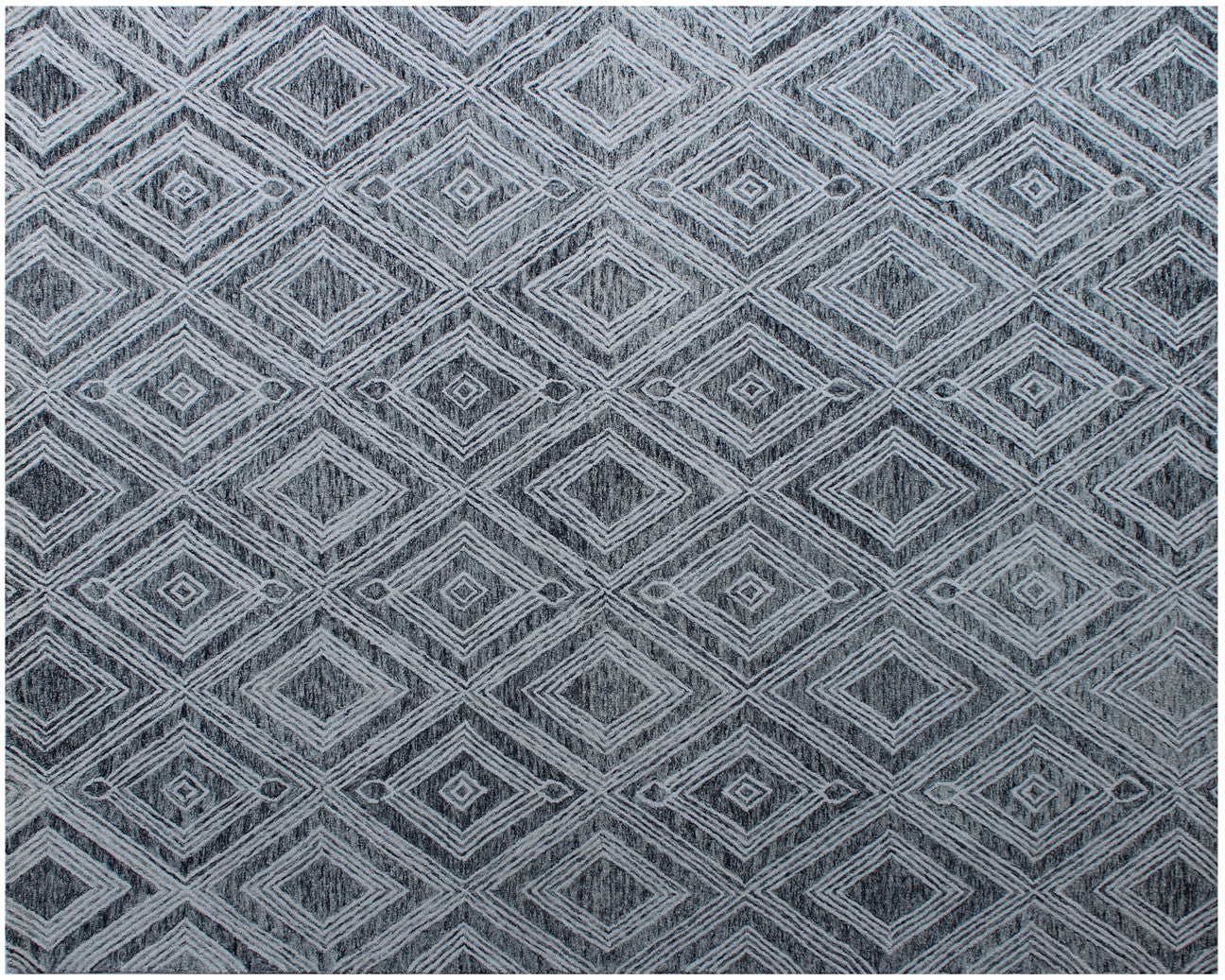 8 x 10 Black & Ivory Wool Geometric Hand Tufted Non Skid Rug