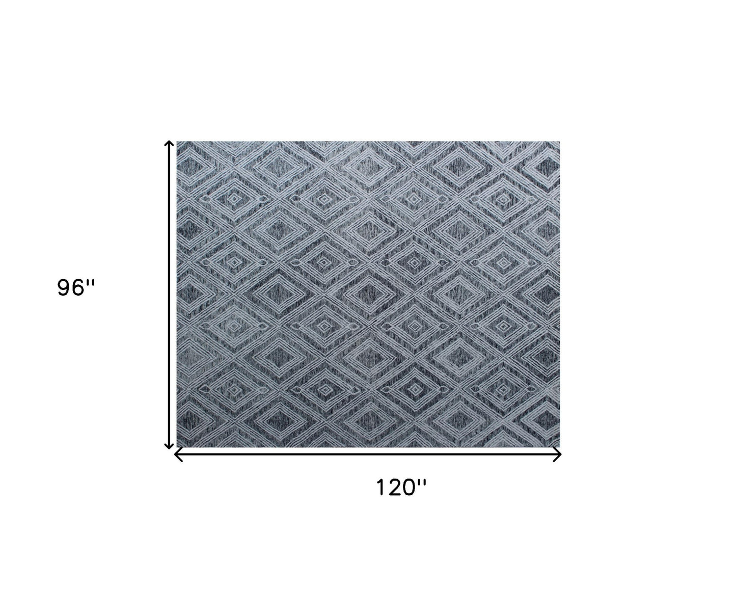 8 x 10 Black & Ivory Wool Geometric Hand Tufted Non Skid Rug