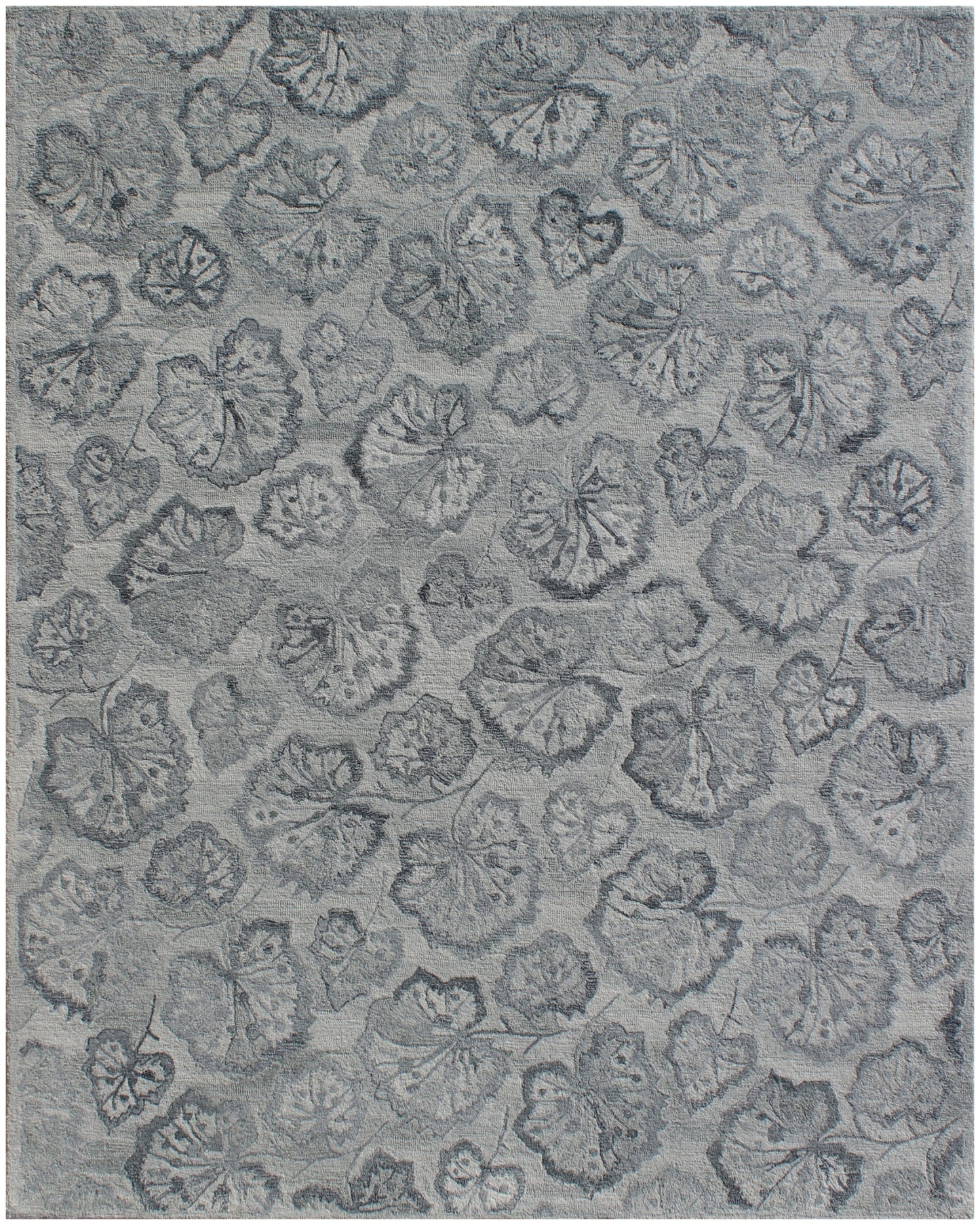 9 x 12 Silver Floral Hand Tufted Non Skid Rug