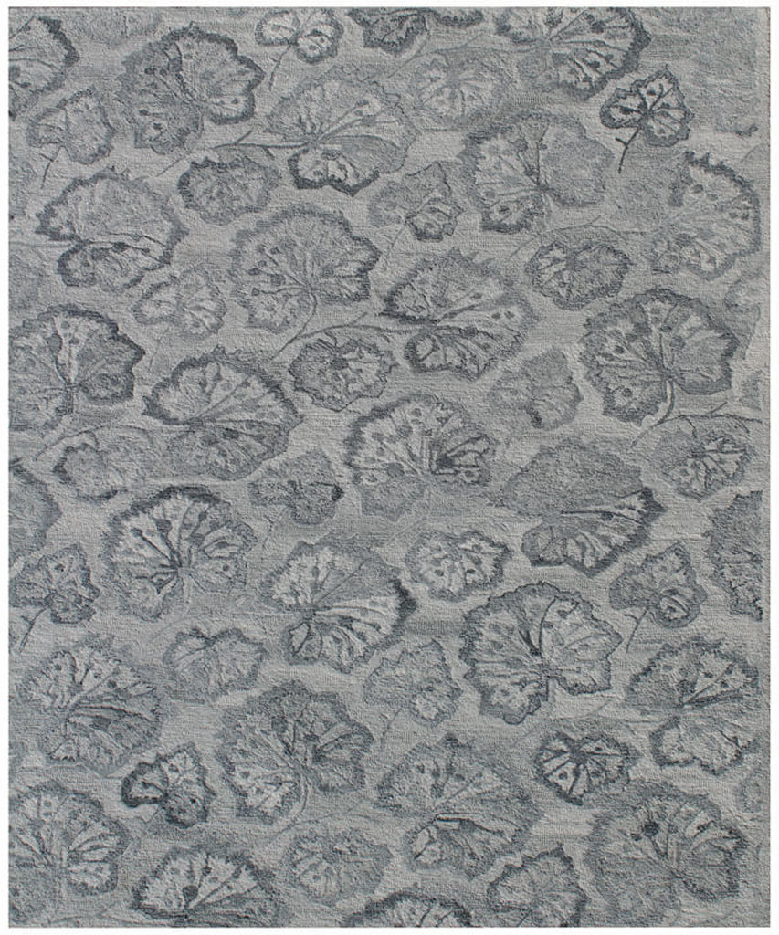 9 x 12 Silver Floral Hand Tufted Non Skid Rug