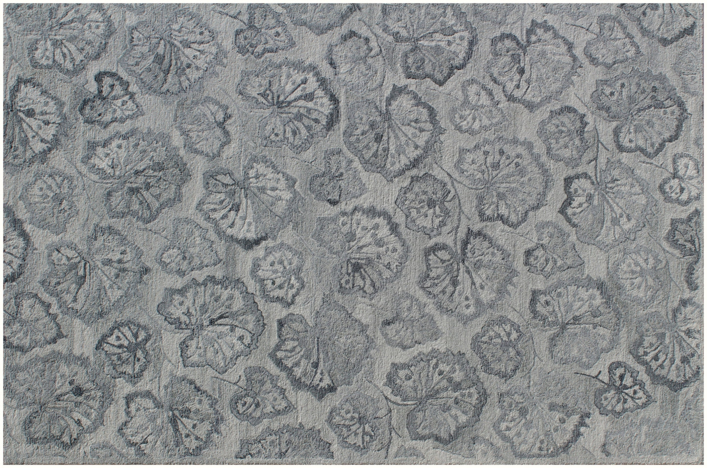 9 x 12 Silver Floral Hand Tufted Non Skid Rug