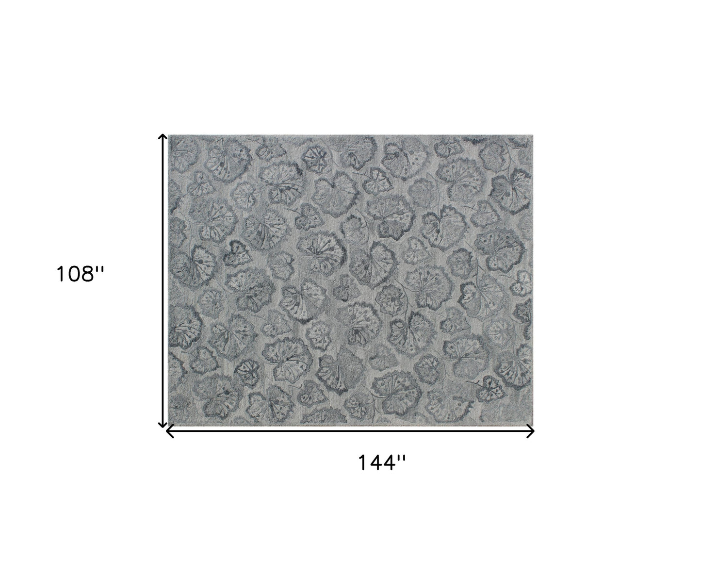 9 x 12 Silver Floral Hand Tufted Non Skid Rug