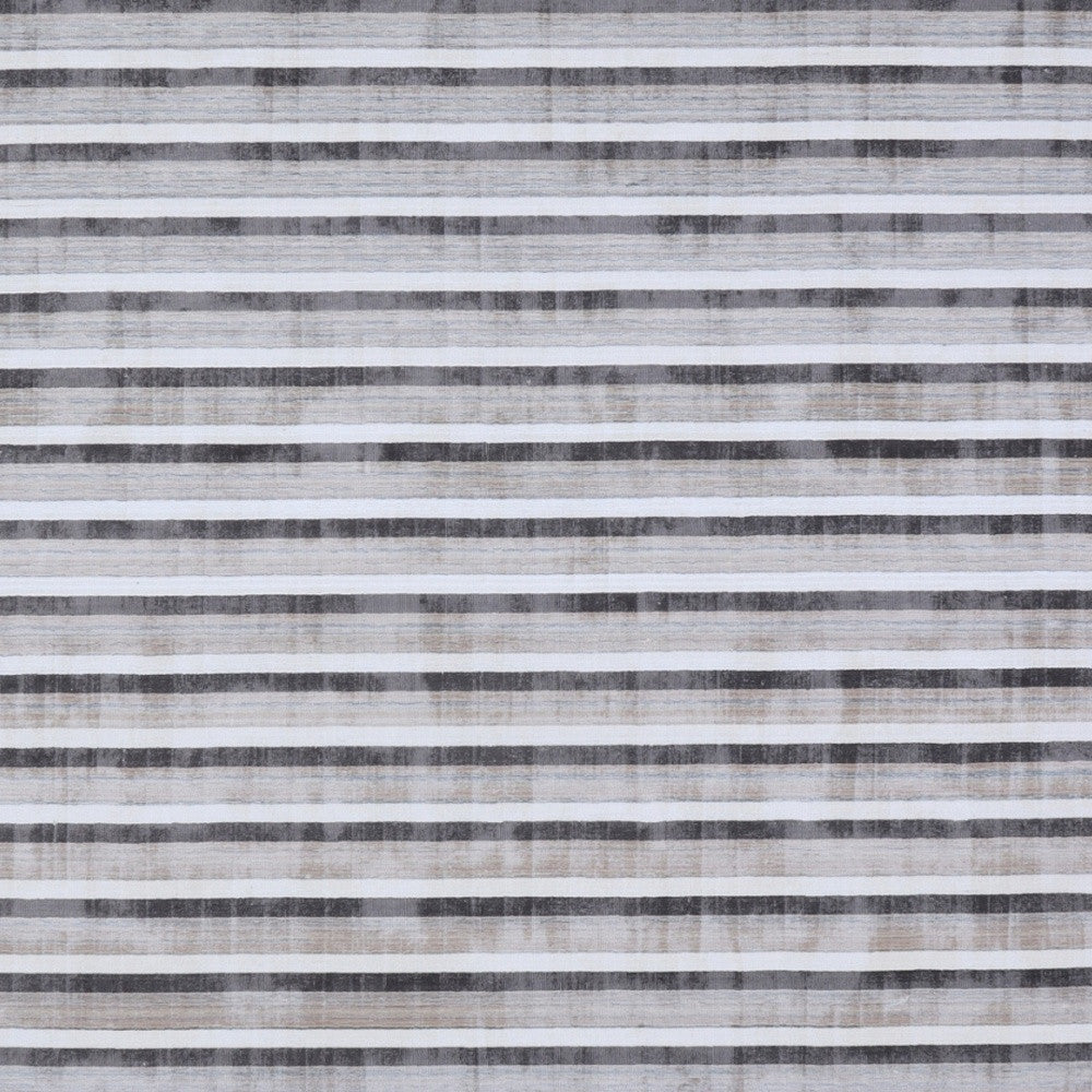 9 x 12 Brown & Ivory Striped Hand Loomed Rug