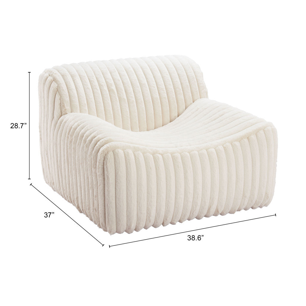 Cream Faux Fur Lounge Chair