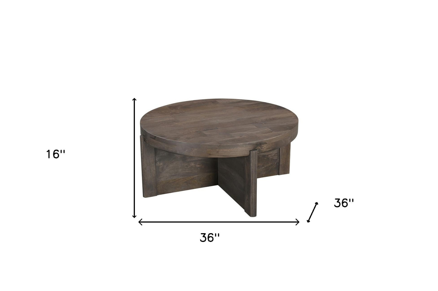 Brown Solid Wood Round Cross Legs Coffee Table image 9