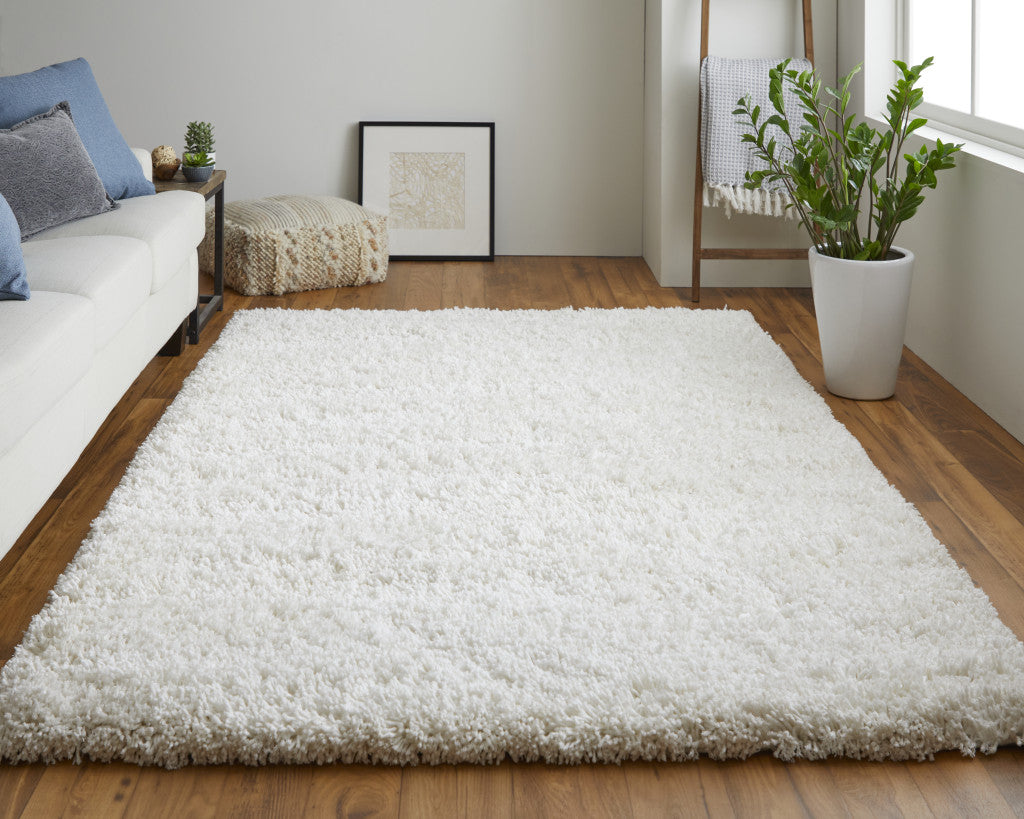 9 x 12 Ivory Shag Hand Tufted Rug