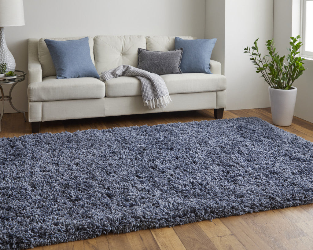 8 x 10 Blue Shag Hand Tufted Rug