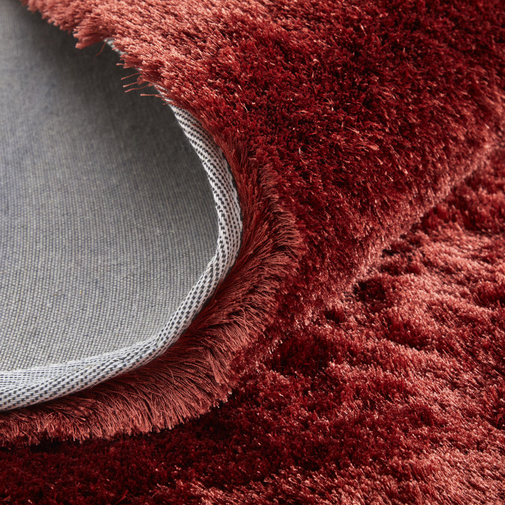 8 x 10 Red Shag Hand Tufted Rug