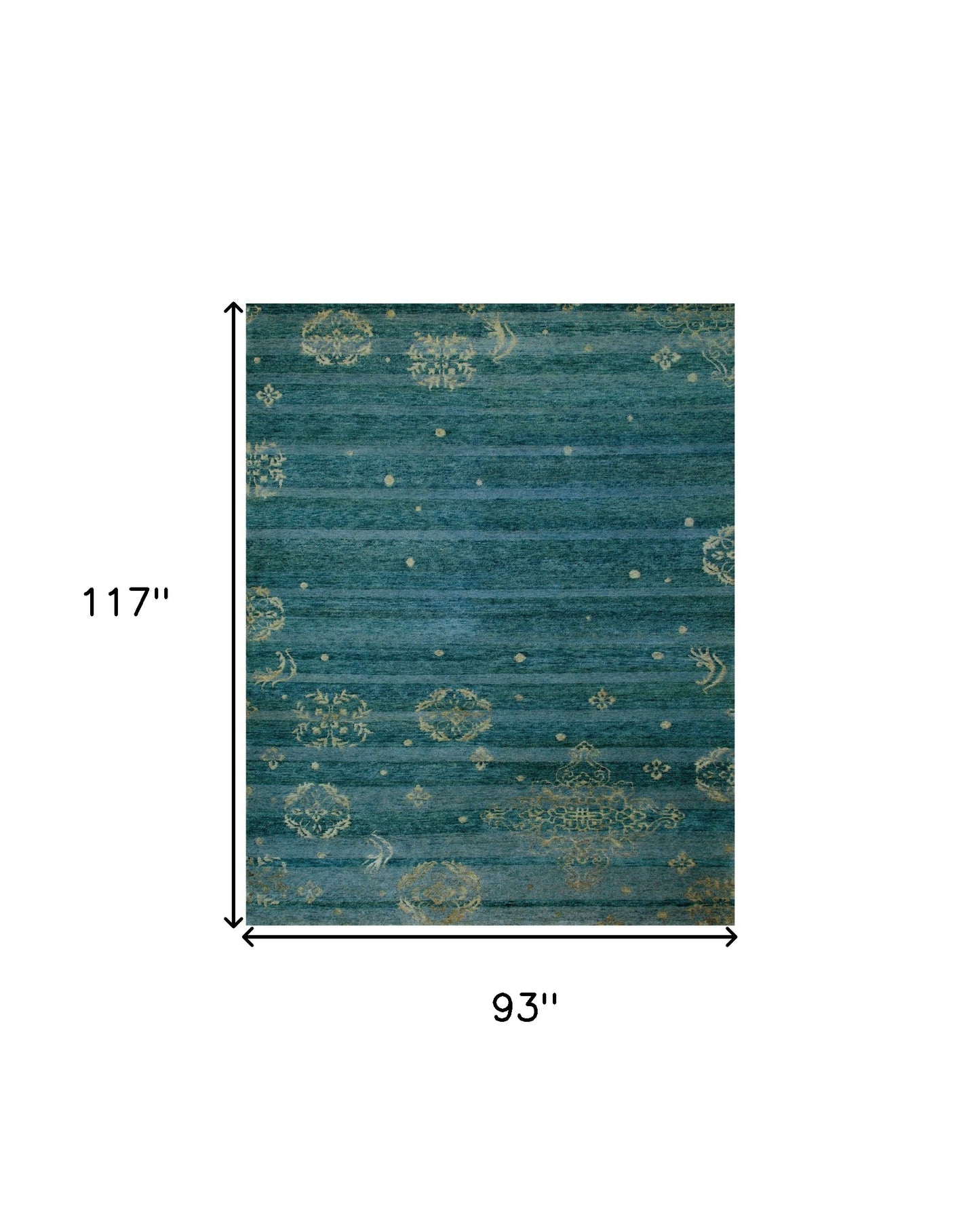 8 x 10 Tan Blue & Green Striped Hand Knotted Rug
