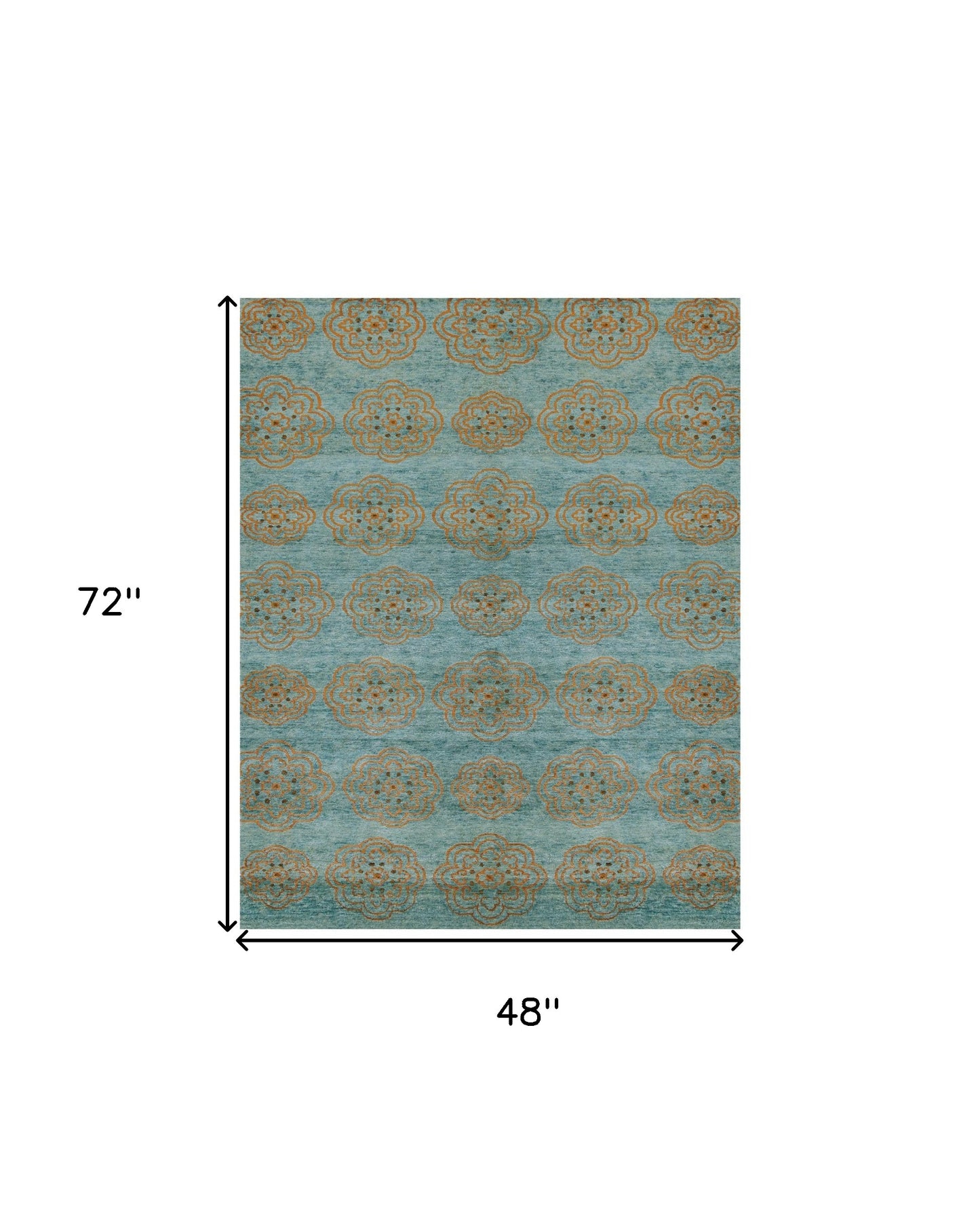 4 x 6 Green Blue & Taupe Floral Hand Knotted Rug