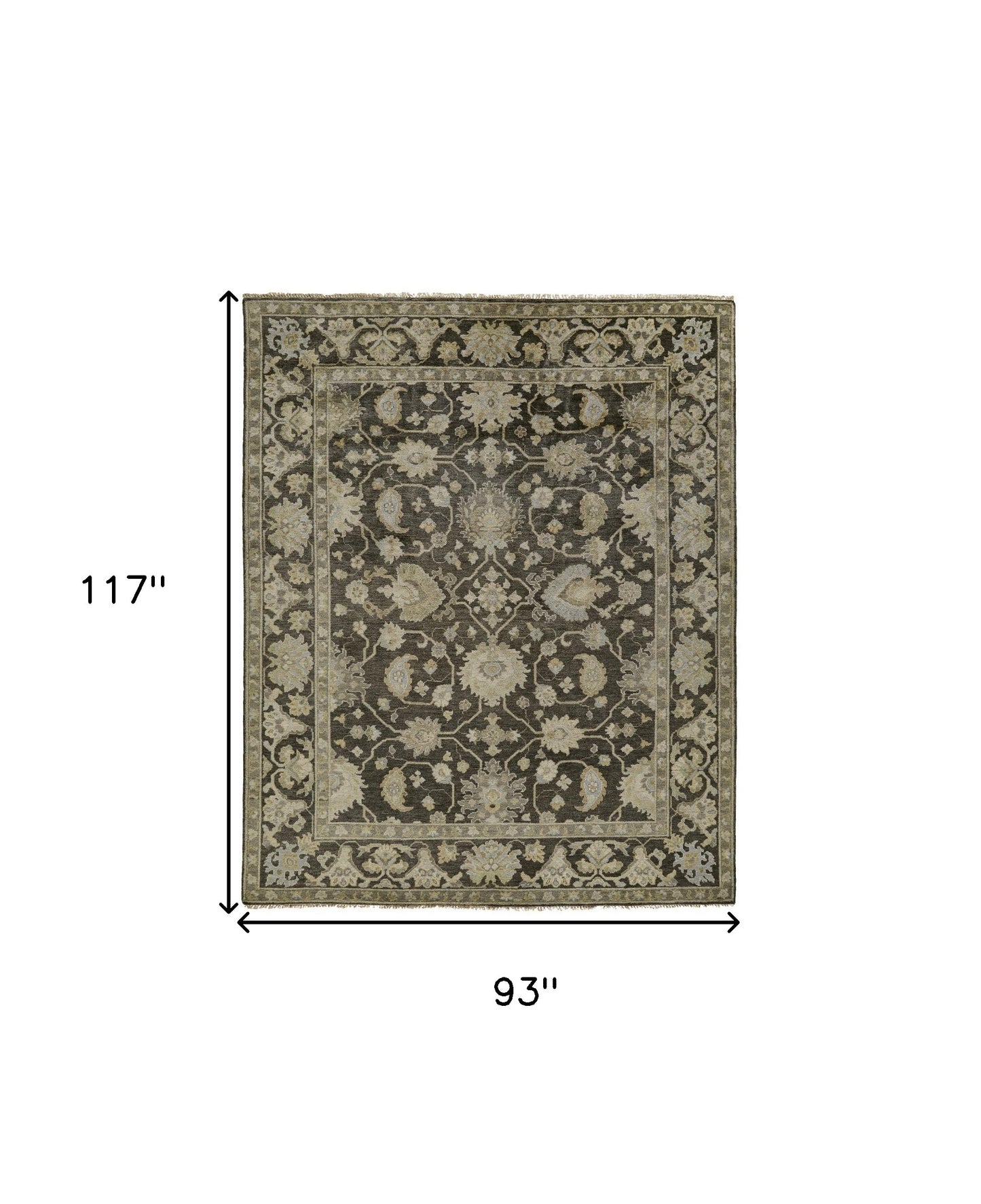 8 x 10 Taupe & Gray Wool Floral Hand Knotted Rug