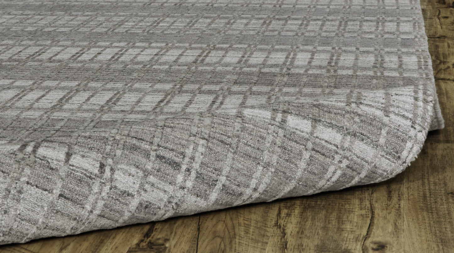 7 x 9 Gray & Ivory Geometric Hand Woven Rug