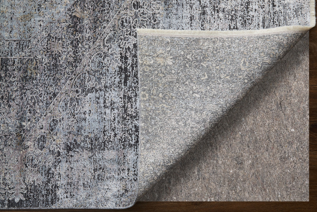 5 x 7 Gray & Silver Power Loom Rug