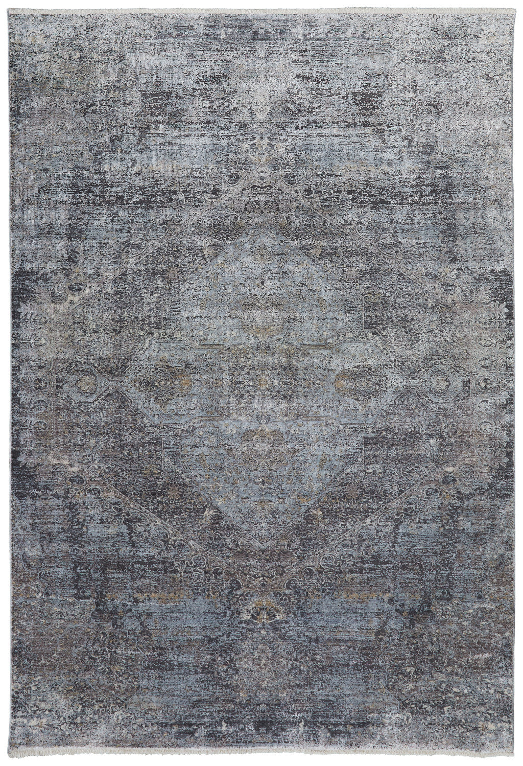 5 x 7 Gray & Silver Power Loom Rug