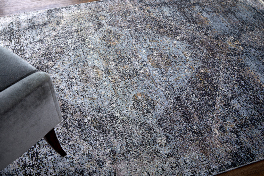 5 x 7 Gray & Silver Power Loom Rug