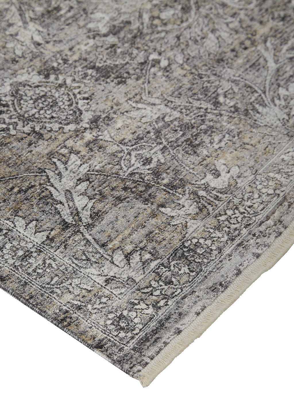 5 x 7 Tan & Gray Oriental Power Loom Rug
