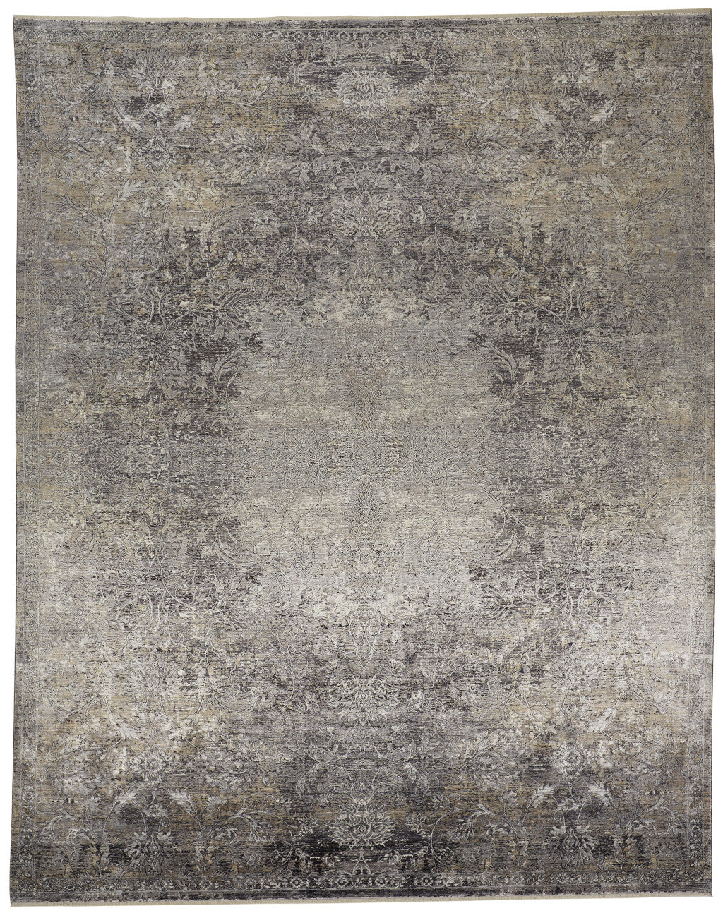 5 x 7 Tan & Gray Oriental Power Loom Rug