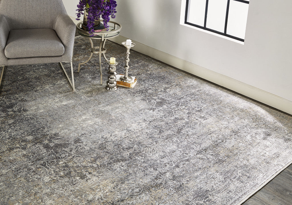 5 x 7 Tan & Gray Oriental Power Loom Rug