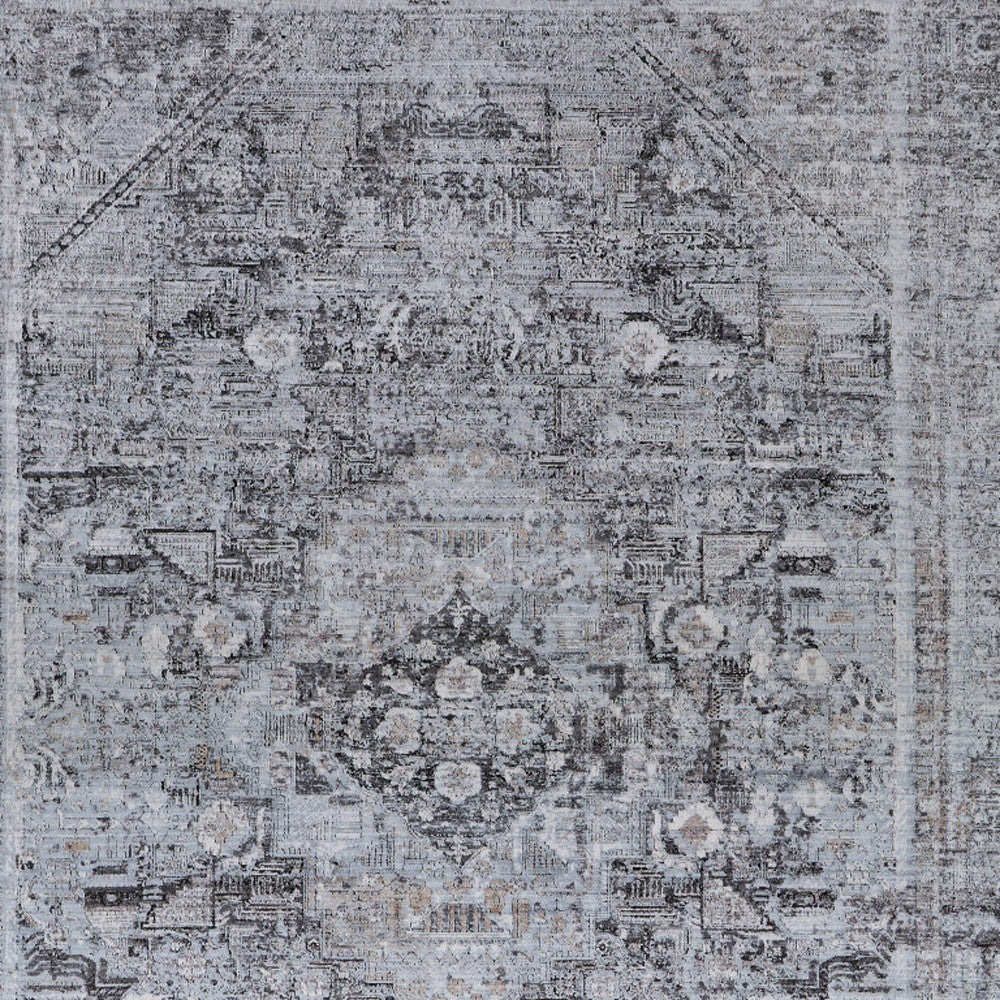 8 x 10 Gray & Silver Oriental Power Loom Rug
