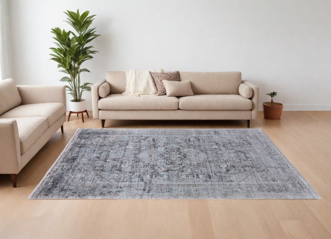 12 x 15 Gray & Silver Oriental Power Loom Rug