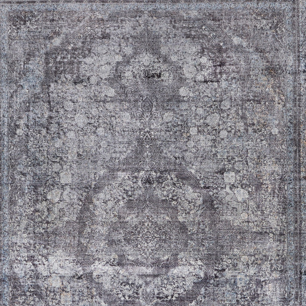 5 x 7 Gray & Silver Oriental Power Loom Rug