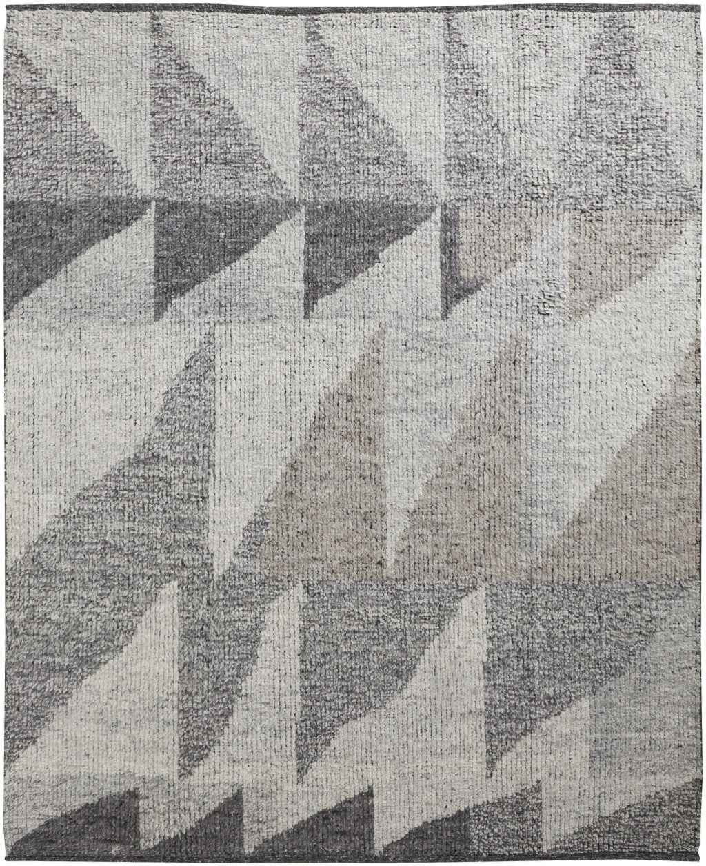 4 x 6 Gray & Ivory Wool Geometric Hand Knotted Rug