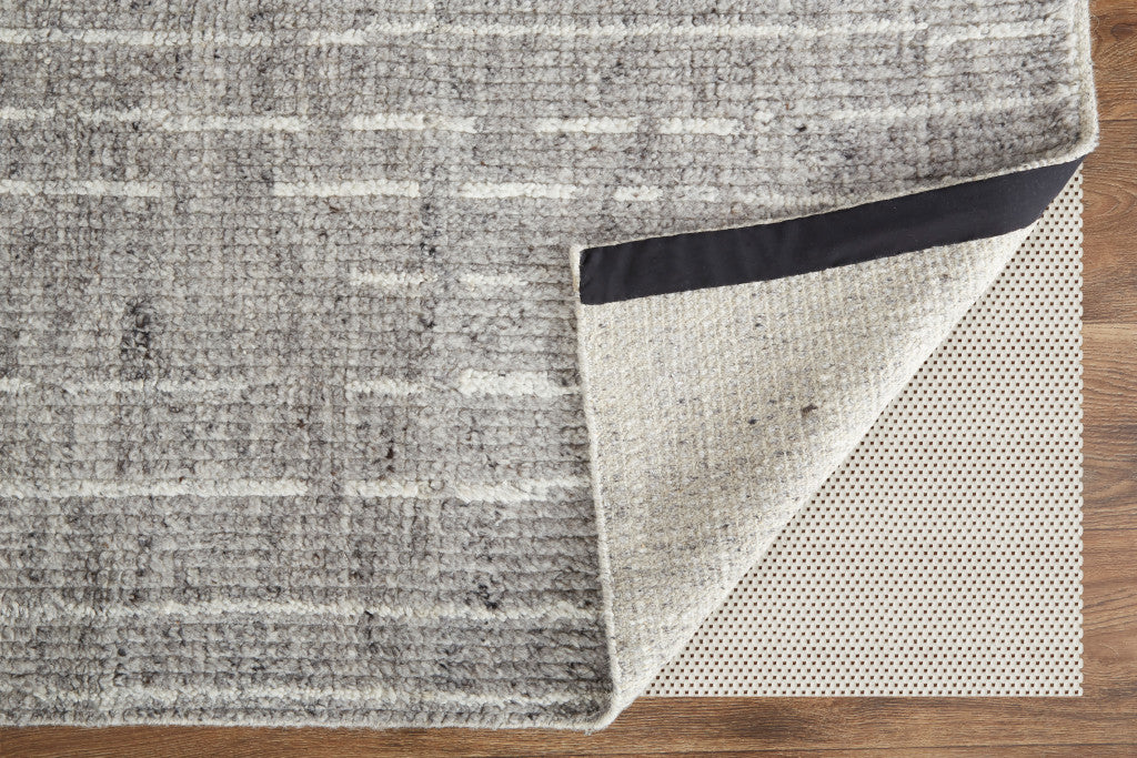4 x 6 Gray & Ivory Wool Checkered Hand Knotted Rug
