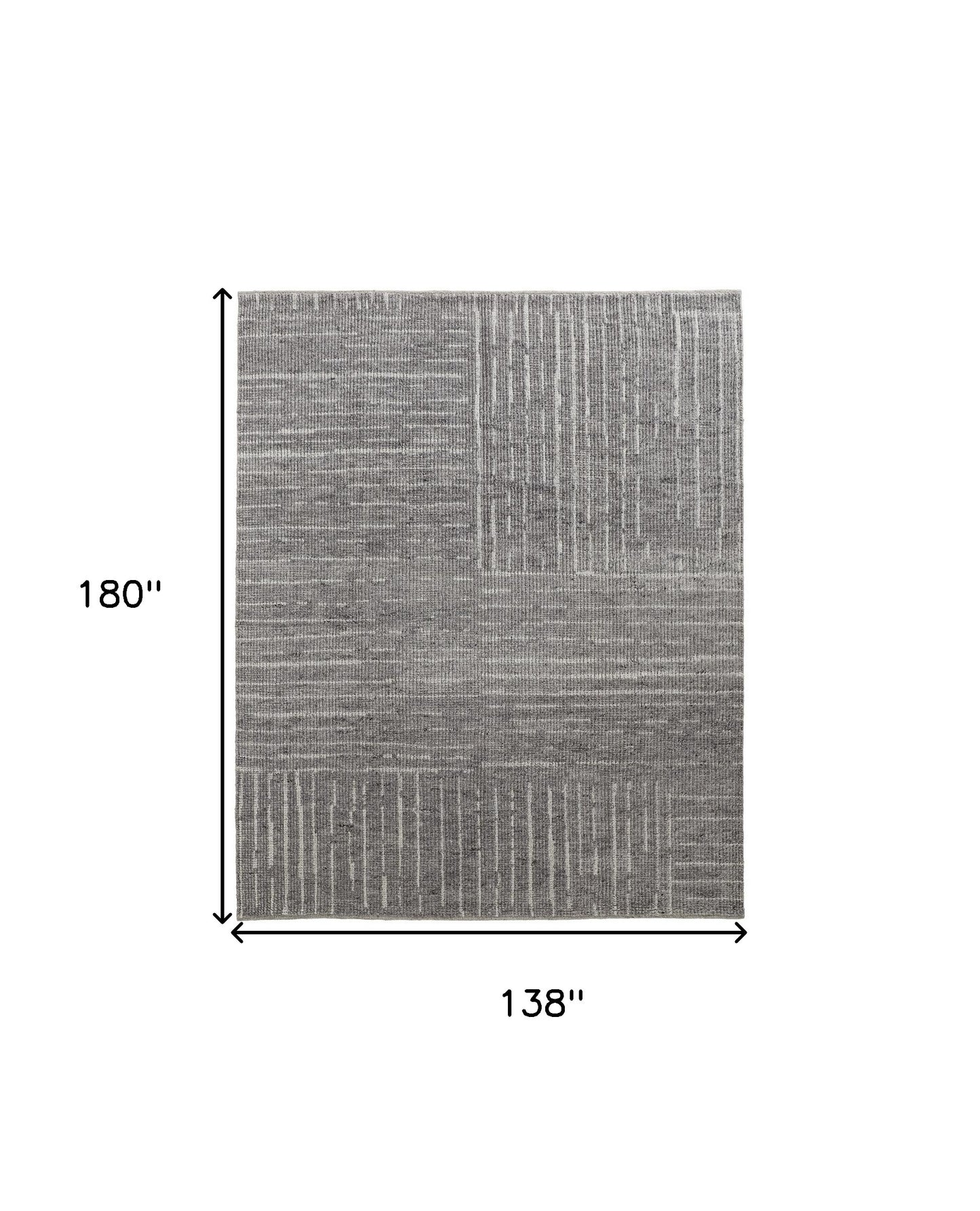 12 x 15 Gray & Ivory Wool Checkered Hand Knotted Rug