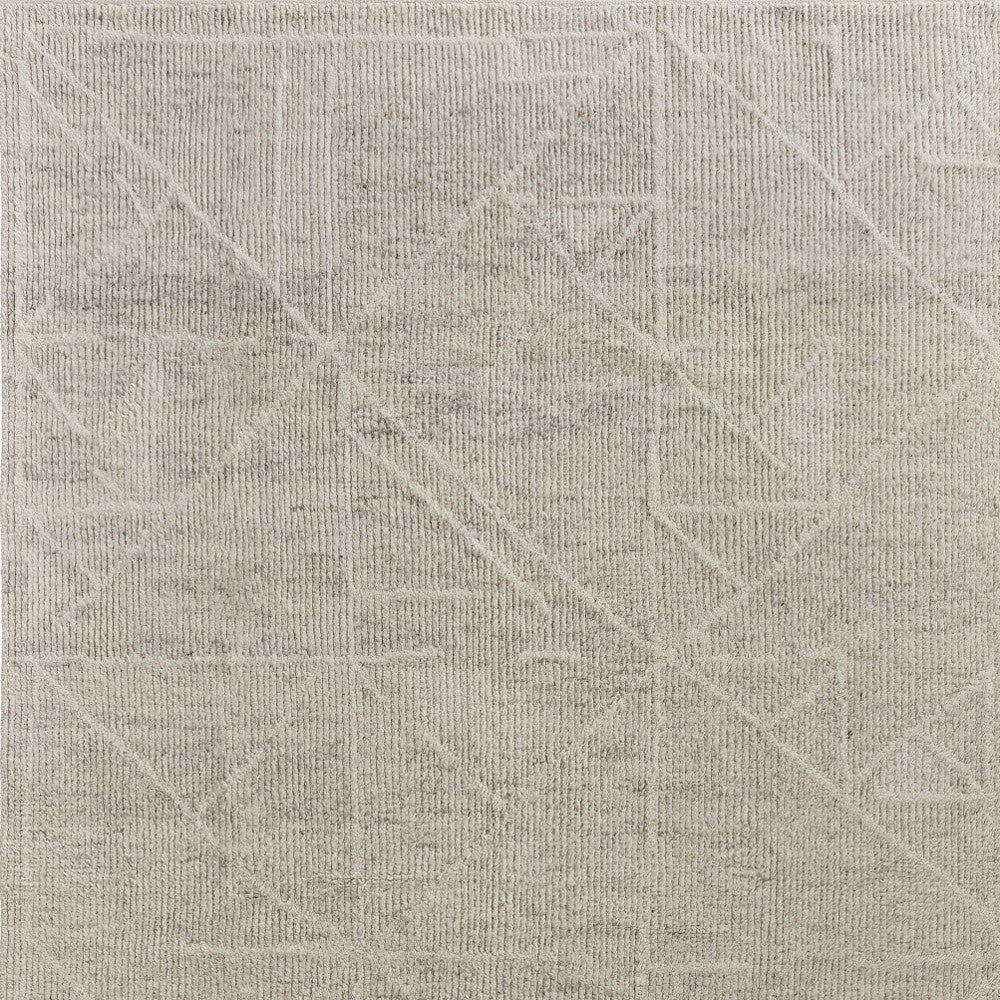 12 x 15 Tan & Ivory Wool Hand Knotted Rug