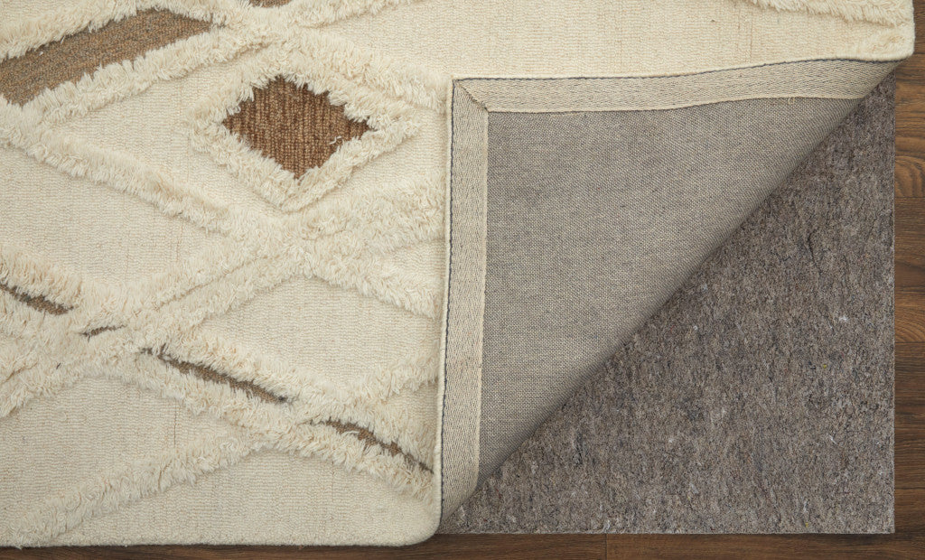 8 x 10 Ivory Taupe & Brown Wool Geometric Hand Tufted Rug