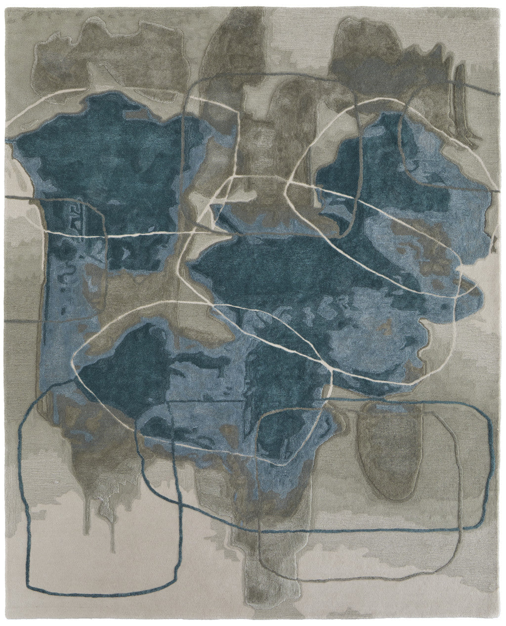 9 x 12 Blue & Gray Hand Tufted Rug