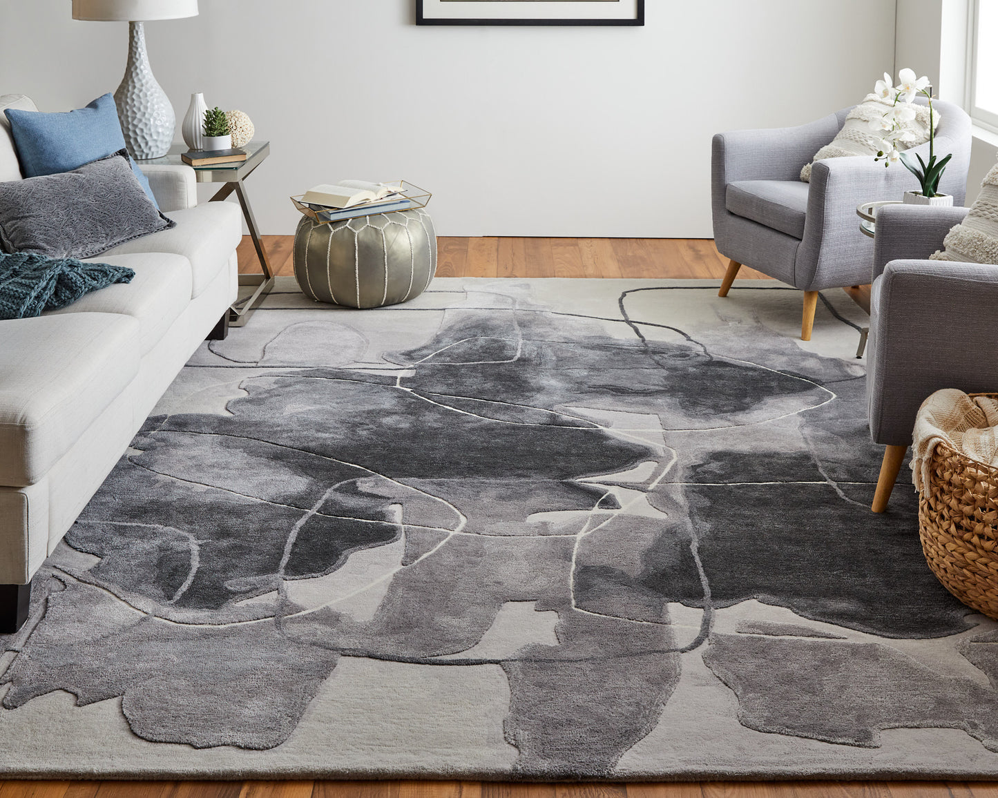 9 x 12 Gray & Ivory Hand Tufted Rug