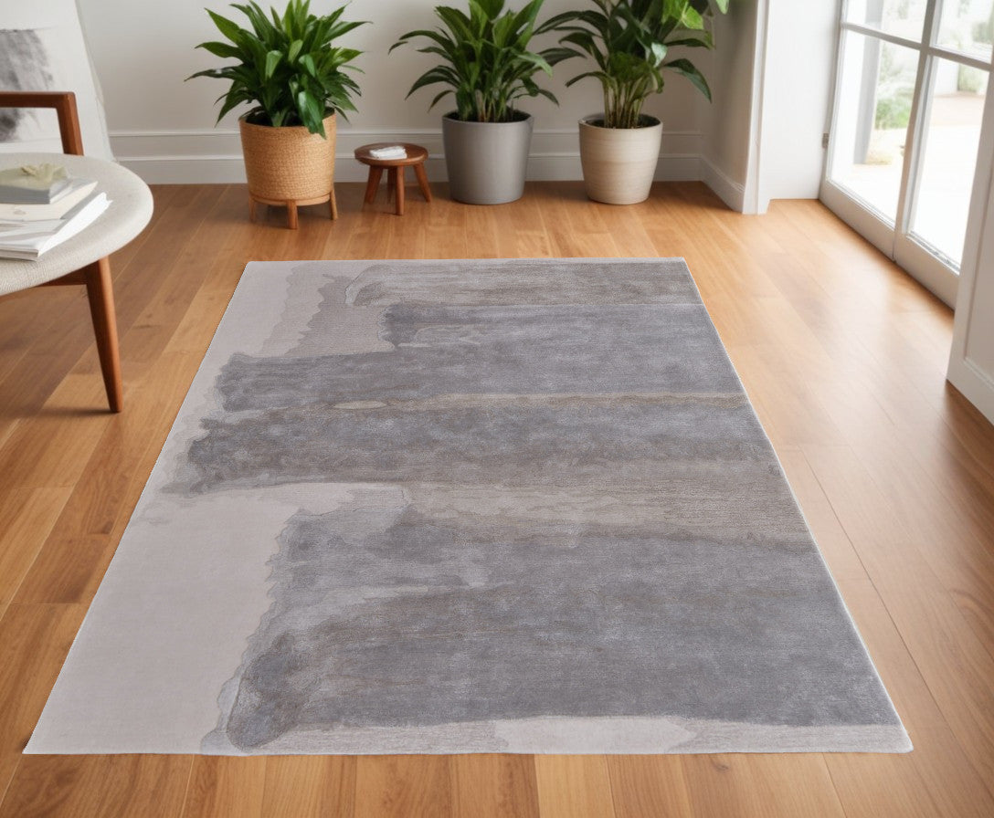 4 x 6 Gray & Ivory Hand Tufted Rug