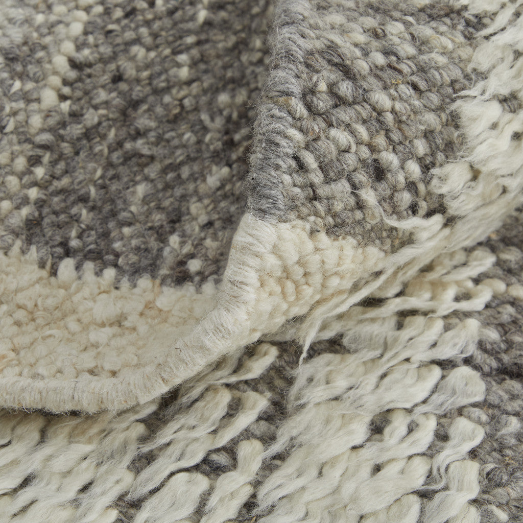 4 x 6 Gray & Ivory Wool Striped Hand Woven Rug