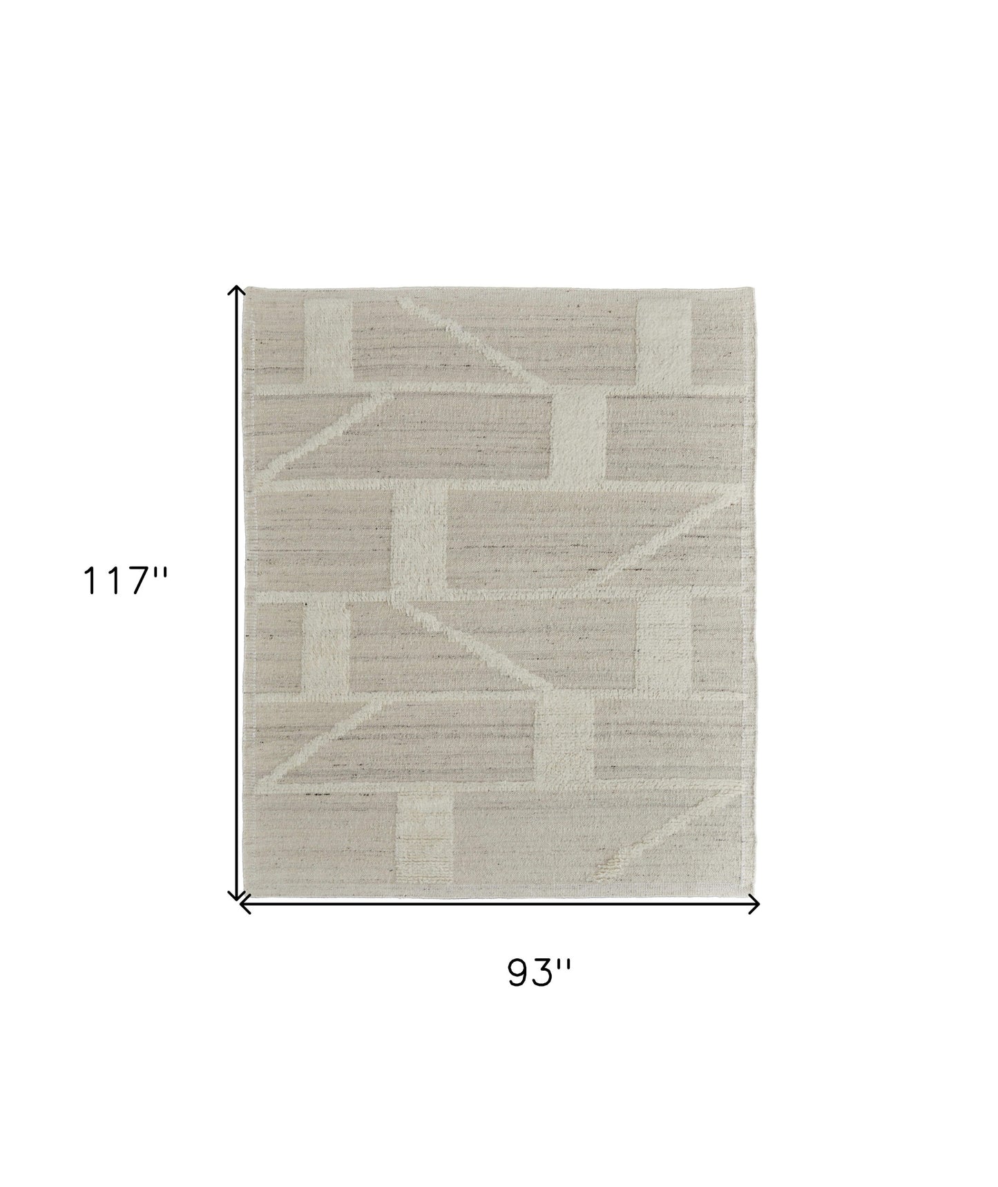 8 x 10 Tan & Ivory Wool Geometric Hand Woven Rug