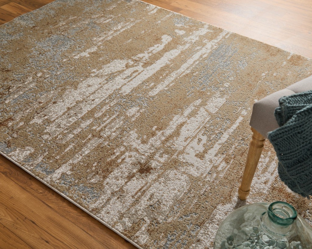 8 x 10 Ivory Tan & Gray Power Loom Rug