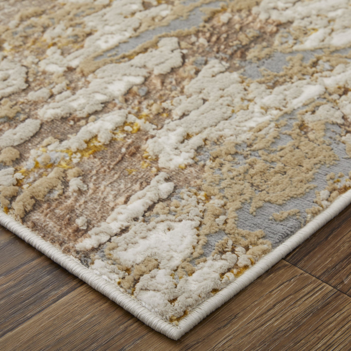 10 x 13 Ivory Gray & Brown Power Loom Rug