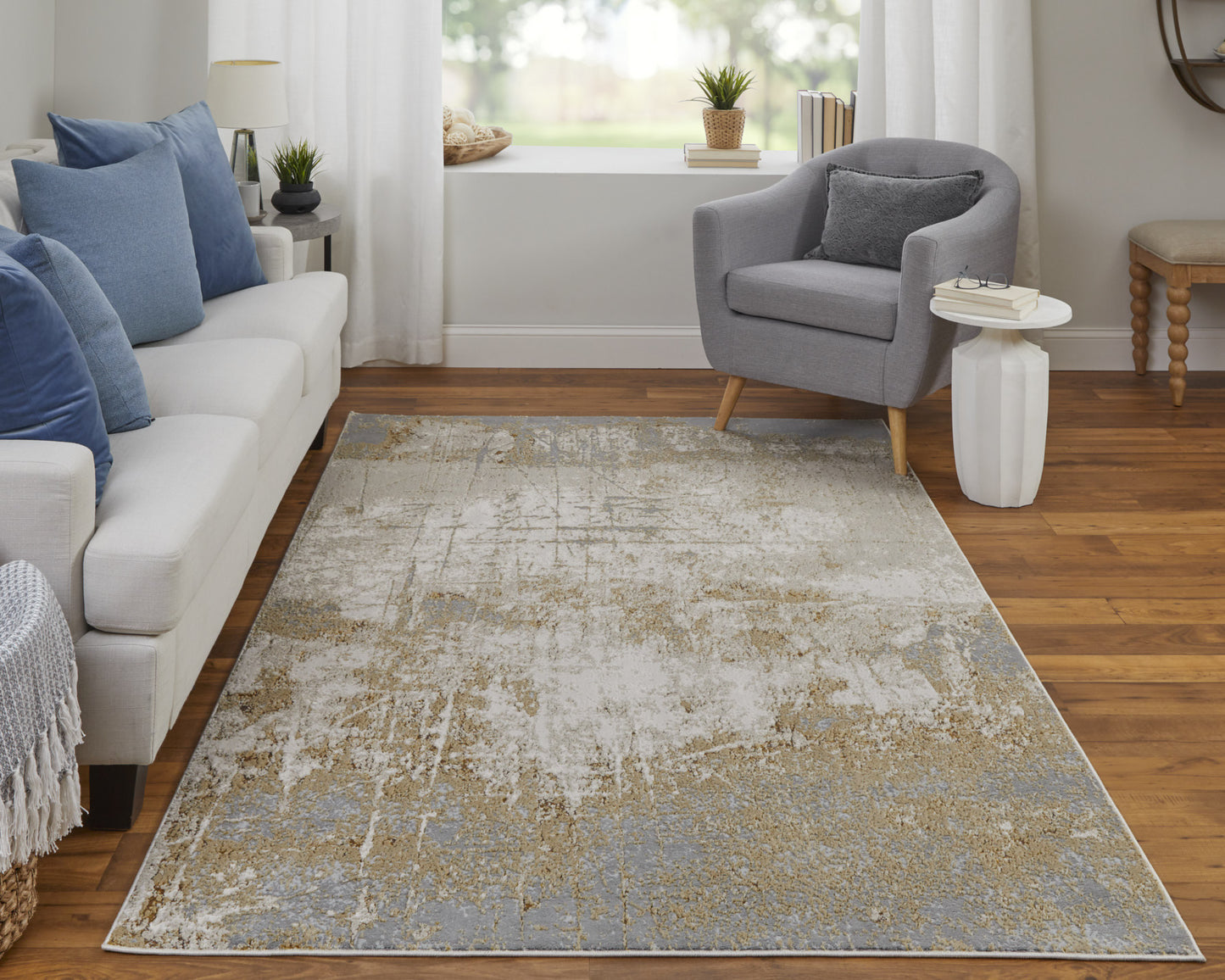 10 x 13 Ivory Gray & Brown Power Loom Rug