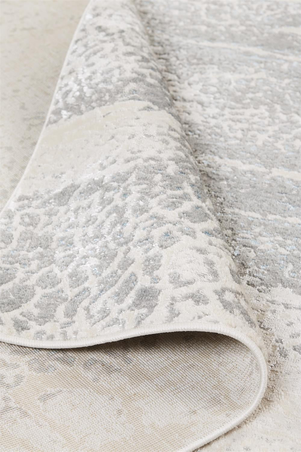 8 x 10 Ivory Gray & Blue Power Loom Rug